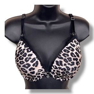 34DD Blackheart Leopard Printpush Up Bra Underwire Lace Trim Goth Padded